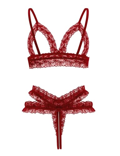 Avidlove Lace Lingerie Set for Women Sexy Cutout Matching Bra and Panty Sets 2 Piece Wireless Bralette Outfits S-XXL