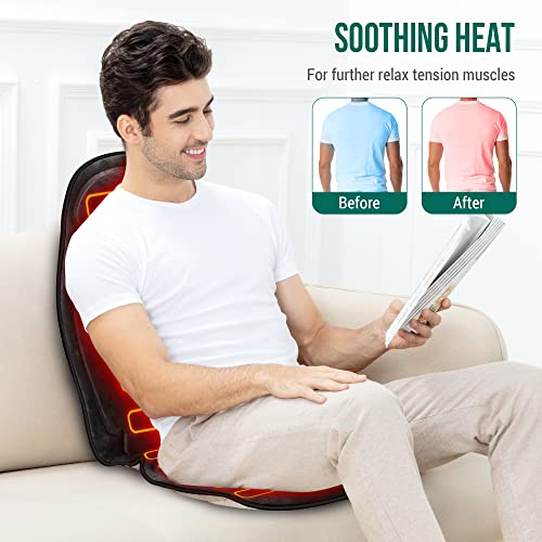 Snailax Back Massager with Heat, Memory Foam Chair Massage Pad, 5 Massage Modes & 2 Heat Settings, Seat Massager for Offic...