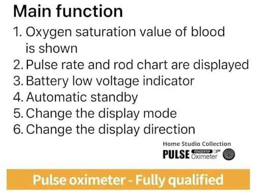 Finger Pulse Oximeter Larger Display Blood Oxygen Monitor with Batteries and Lanyard Included Fingertip Pulse Oximeter Col...