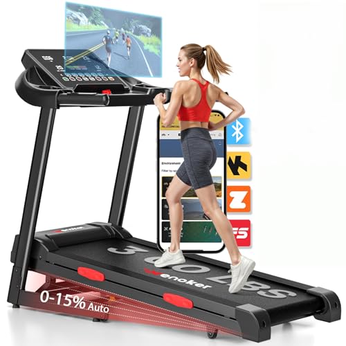Treadmill with Incline for Home, WENOKER 15% Auto Incline Treadmill with Handrail 300 lbs Capacity, 3.0HP Quiet Walking Pa...