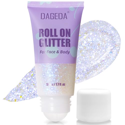 DAGEDA Roll-on Body Glitter,Holographic Face Hair Glitter Gel for Festival Outfit Mermaid Accessories,Chameleon Color Body...
