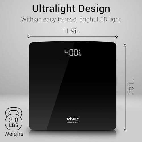 Vive Precision Smart Scale – Digital Bathroom Scale for Body Weight with Bluetooth & Vive App Sync – Accurate Health Monit...