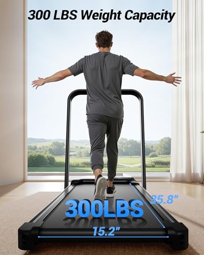 CURSOR FITNESS 15% Incline Walking Pad Treadmill with Handle Bar - 0.6-6.2MPH Quiet Foldable Treadmill for Home Office Und...