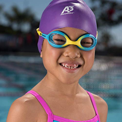 A3 Flex Youth Swim Goggles 3-10 | Leak-Free & Comfortable Kids Swim Goggles | Easy Adjust Split Head Straps