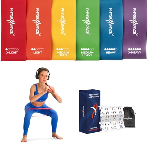 PhysioSpace Resistance Bands Loop Set – 6 Mini Loop Bands for Glutes, Legs & Core Workouts. PT-Inspired for Physical Thera...