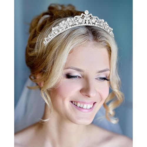 CIEHER Wedding Tiara Crowns for Women Rhinestone Princess Crown Bridal Headpiece for Flower Girl, Bride Hair Accessories f...