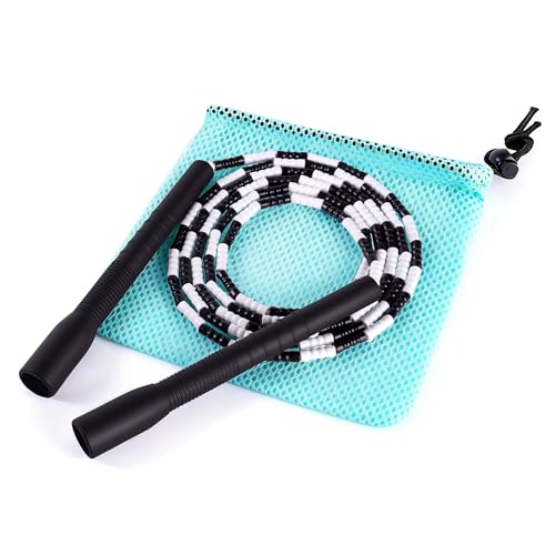 YUEDONG Adjustable Soft Beaded Jump Rope Recommended by World Champion Luke Boon for Adults Children - Tangle-Free Skippin...
