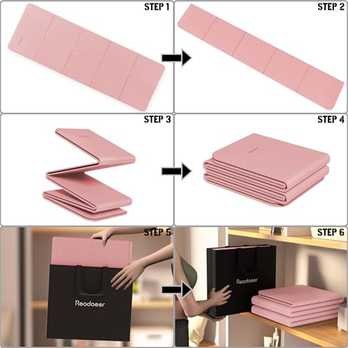Readaeer Foldable Yoga Mat for Travel Folding Yoga Mat 6mm Thick with Carrying Bag, Non-Slip TPE Exercise Pilates Mat for ...
