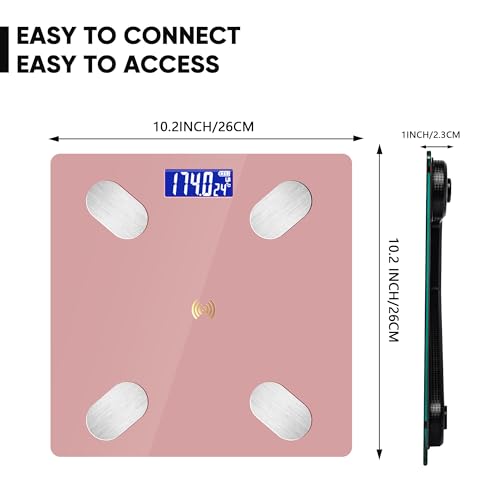 Digital Simple Bathroom Scale, Home Practical Body Fat Scale with Led Display, Body Composition Analyzer with Smartphone A...