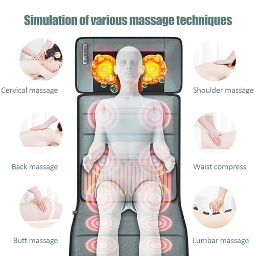 Full Body Massage Mat with Heat | 3D Lumbar Traction & Relaxation | Shiatsus Neck Massager with Massage Points | Electric ...