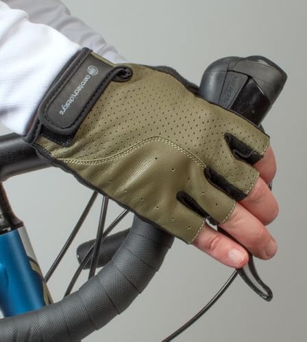 AERO|TECH|DESIGNS | Vintage Leather Gel Padded Palm Fingerless Gloves | Full Grain Genuine Leather