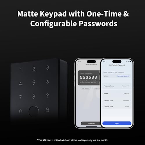 Aqara Smart Lock U100, Fingerprint Keyless Entry Door Lock with Apple Home Key, Touchscreen Keypad, Bluetooth Electronic D...