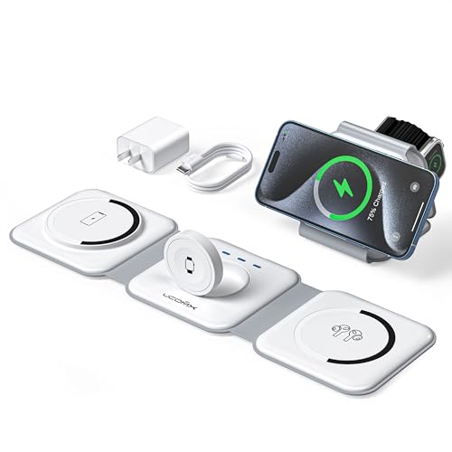 UCOMX 3 in 1 Charging Station for Multple Devices,Foldable 3 in 1 Wireless Charger for Travel,NANO Wireless Charging Stati...