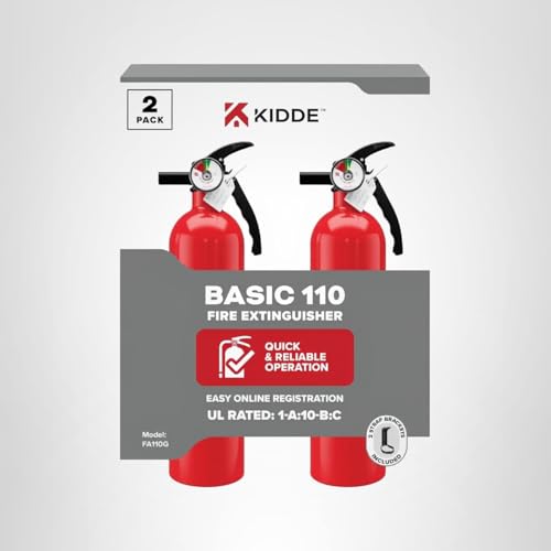 Kidde Multi Purpose Fire Extinguisher for Home, Office, Dorm, Residential, 1A10BC, 2 Pack