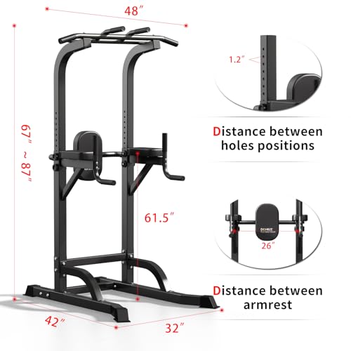 DONIUZ Power Tower Pull Up Bar and Dip Station, Multi-Function Home Gym, Strength Training Fitness Equipment, Height Adjus...