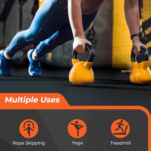 SUPERJARE 0.4'' Thick 24 Pcs 96 Sq Ft Rubber Top Exercise Equipment Mats, High Density EVA Foam Mats with Rubber Top, Inte...