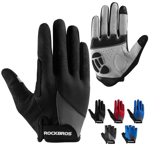 ROCKBROS Cycling Gloves for Men Women - Breathable Gel Pad Road Mountain Bike Gloves - Touch Screen Anti-Slip MTB Gloves f...