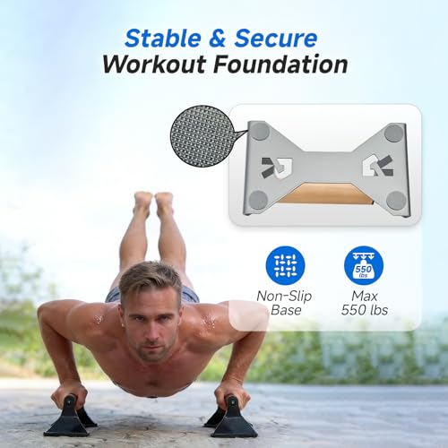 Rocalt Parallettes Push Up Handles - Push Up Board with Ergonomic Wooden Handles & Heavy-Duty Steel, Strength Training Pus...