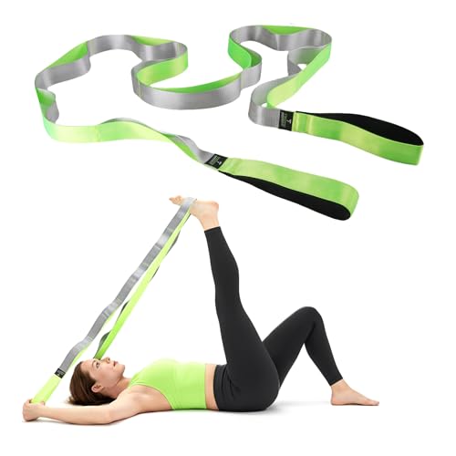 TAVIEW Yoga Strap for Stretching – Stretch Band with 12 Loops –Multi-Grip Pilates Hamstring Stretcher Belt – Physical Ther...