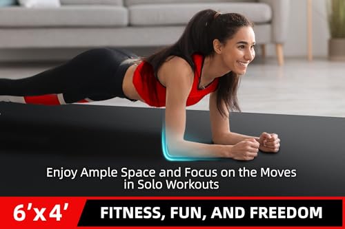 GymCope Large Exercise Mat for Home Workout,12‘x6’/10'x6'/9'x6'/8'x6'/7'x5'/6'x4' (7mm) Extra Thick Workout Mat, High-Dens...