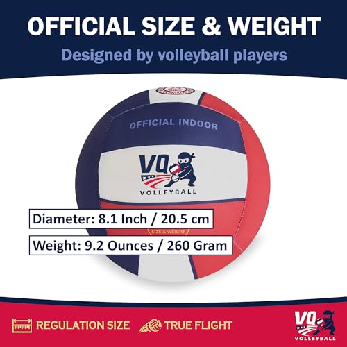 VQ Sports - Premium Soft Volleyball - Foam, Silent, No-Deflate, Official Size & Weight, Durable Indoor Volleyball for Trai...