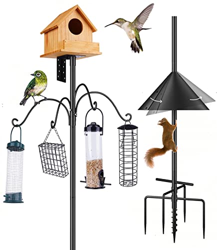 Garden Bird House Pole for Outdoor, BITNIN 92 Inch Heavy Duty Bird Feeder Pole Stand with Squirrel Proof Baffle 4 Shepherd...