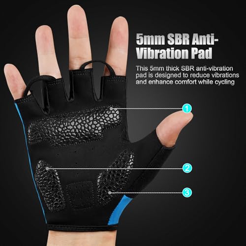 FITFIV Cycling Gloves for Men Women, Half-Finger for Bike, Gym, Weight Lifting, Workout, Riding, Outdoor Sports