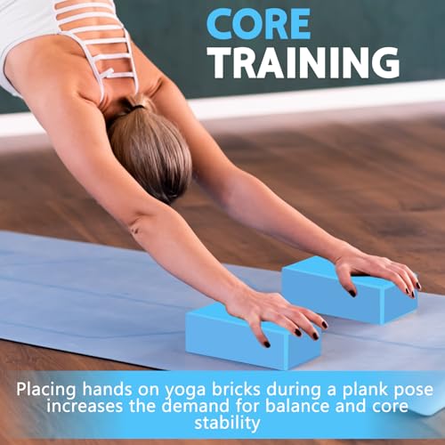 MBHKRRS 9"x6"x3" Yoga Blocks, Soft Non-Slip Surface Premium Foam Blocks, Supportive, Lightweight, Odor Resistant, Yoga Acc...