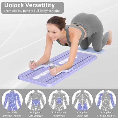 JANUA Pilates Board - Pilates Reformer Set, Multi-Purpose Foldable Pilates Reformer Board for Home, 5 in 1 Pilates Sliding...