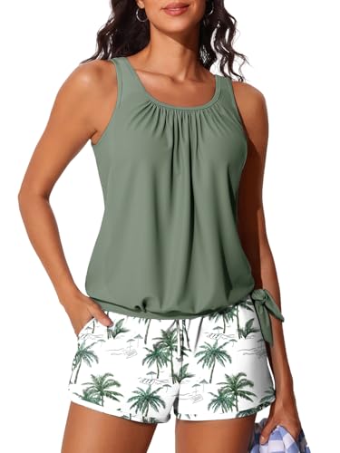 Summer Mae Blouson Women’s Tankini Swimsuits with Shorts Tummy Control Bathing Suits Side Pockets 2026