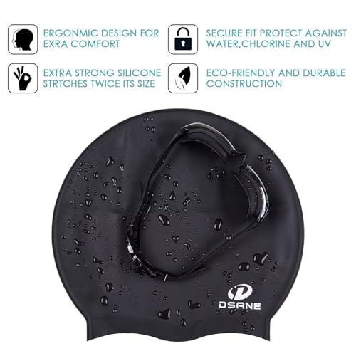Dsane Extra Large Swimming Cap for Women and Men,Special Design Swim Cap for Very Long Thick Curly Hair&Dreadlocks Weaves ...