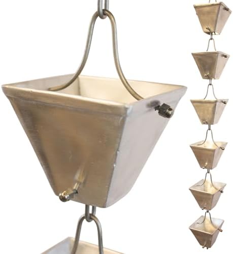 Nutshell Stores Medium Square Cups Rain Chain - Aluminum - 19 Feet