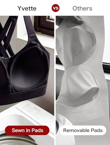 Yvette Sports Bra High Impact Adjustable Criss Cross Back, Full Support for Large Bust No Bounce