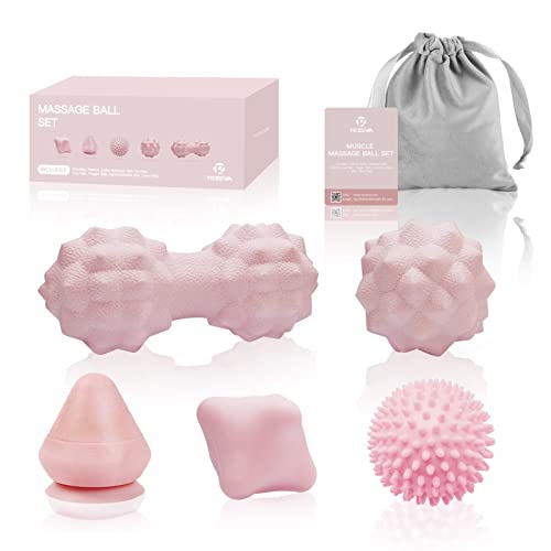 Massage Ball Set for Myofascial Trigger Point Release & Deep Tissue Massage, Firm/Soft Mountable Self/Peanut/Spiky/Hand Ex...