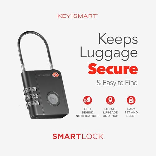 KeySmart SmartLock Tracking Luggage Locks, TSA Locks for Luggage, GPS Tracker, Combination Lock Compatible with Apple Find...