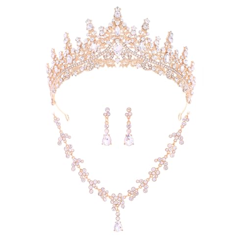 Feltent Tiaras and Crowns Jewelry Set for Women Tiaras Earrings and Necklace for Wedding Rhinestone Crystal Bridal Jewelry...