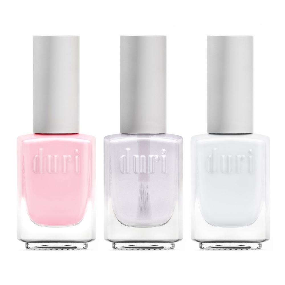 duri Nail Polish, GBD-105 Basic Beauty, French Manicure Classic 3 Piece Set, Tip, Base and Top Coat, Semi Sheer 309 Iced Roses,