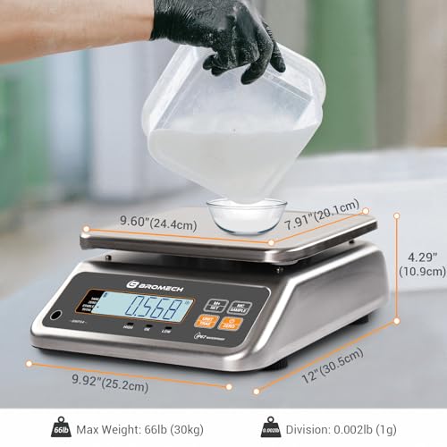 BROMECH Food Scale Pound and Ounce, Rechargable, Commercial Grade, Stainless Steel Platform, for Meat Shop, Deli, Produce ...