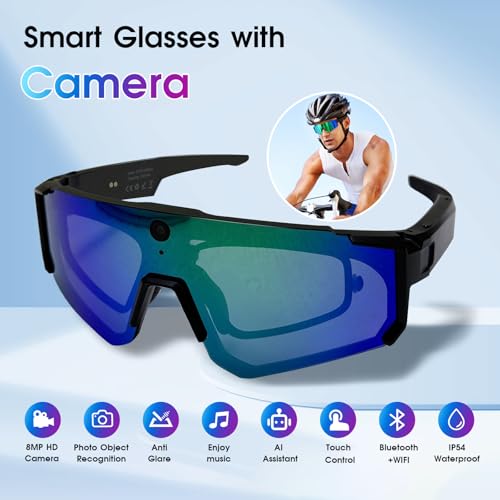 Padom Al Smart Glasses with Camera 4K, 8MP HD POV Video Recording Glasses with Camera, Built-in Storage(No SD Card Neede...