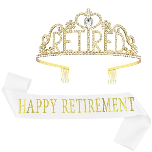 JETKONG Retirement Party Decorations Retired Tiara/Crown, Retired Sash for Women Retirement Gifts, Retirement Party Suppli...