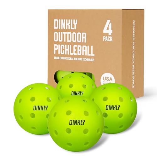 Dinkly Pickleball Balls, Outdoor Pickleballs USAPA Approved, Enhanced Durability Pickle Ball with Roto-Molded & Seamless D...