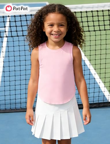 PATPAT Girls Tennis Skirt Sets Moisture Wicking Tank Tops and Pleated Skirts 2 Piece Outfits Activewear Sets 5-12 Years