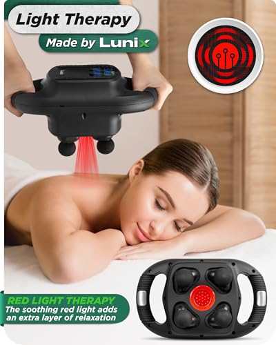 Lunix LX25 4-Head FSA Deep Tissue Massage Gun with Red & Near Infrared Light (660nm & 850nm), Handheld Electric Percussion...