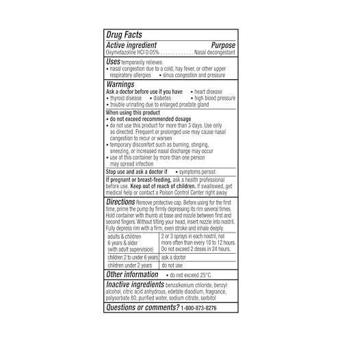 Vicks Sinex Severe Allergy & Sinus Nasal Spray, Original Ultra Fine Mist, Decongestant Relief from Nasal Congestion, Sinus Pressure Relief, 265 Sprays (2 Count)