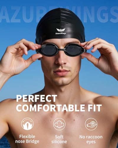 AzureWings Swim Goggles Women Men Adult Kit, Anti-Fog UV No Leak - Upgraded HD Racing Swimming Goggles for Men & Women