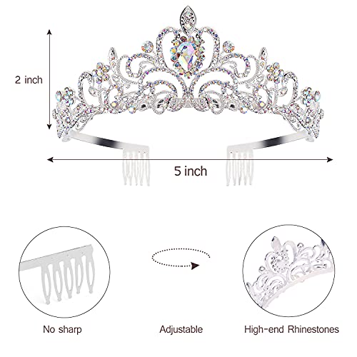 Velscrun Birthday Queen Tiaras Crown for Women, Girls Princess Crowns for Women, Queen Tiara for Mom, Silver Birth Crown H...