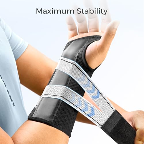 FREETOO Carpal Tunnel Wrist Brace Night Support Fit Right Hand for Work, Pain Relief Wrist Splint for Tendonitis, Arthriti...