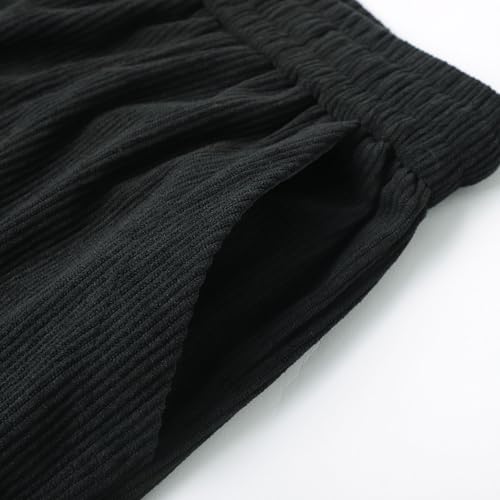 Men Corduroy Cargo Pants 2026 Winter Warm Drawstring Elastic Waist Pants Casual Trendy Solid Regular Fit Lightweight Trousers