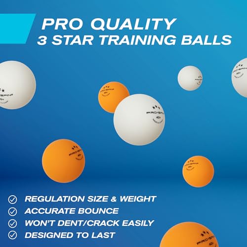 PRO-SPIN Portable Ping Pong Set with Retractable Ping Pong Net for Any Table, All-in-One Table Tennis Set with Ping Pong P...