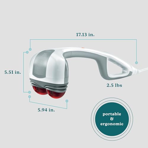 Homedics Back Massager - Heated Automatic Percussion Back, Body and Neck Massager with Dual Pivoting Heads, Interchangeabl...